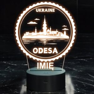 Lampka Nocna LED Statuetka Podróże Miasto Odesa Ukraina na Prezent Grawer