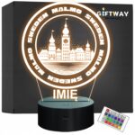 Lampka Nocna LED Statuetka Podróże Miasto Malmo Szwecja na Prezent Grawer