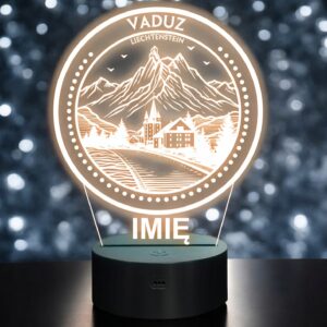 Lampka Nocna LED Statuetka Miasto Vaduz Liechtenstein na Prezent Grawer