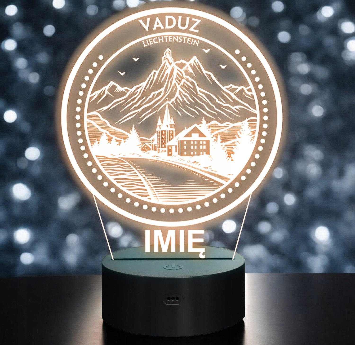 Lampka Nocna LED Statuetka Miasto Vaduz Liechtenstein na Prezent Grawer Lampka Nocna LED Statuetka Miasto Vaduz Liechtenstein na Prezent Grawer