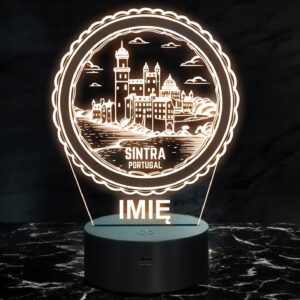 Lampka Nocna LED Statuetka Podróże Miasto Sintra Portugalia Prezent Grawer v.2