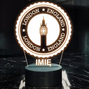 Lampka Nocna LED Statuetka Podróże Miasto Londyn Anglia na Prezent Grawer