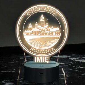 Lampka Nocna LED Statuetka Podróże Miasto Constanta Rumunia Prezent Grawer