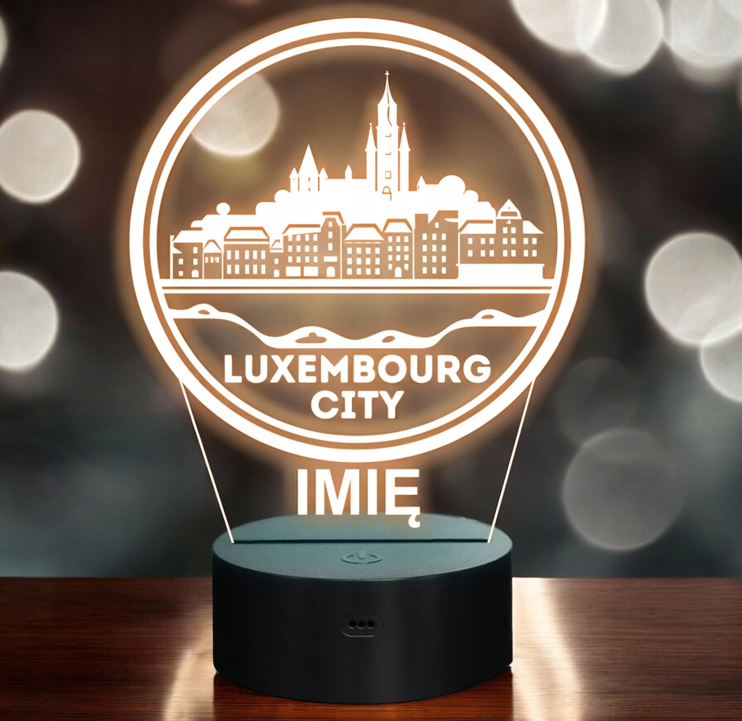 Lampka Nocna LED Statuetka Podróże Miasto Luxembourg na Prezent Grawer Lampka Nocna LED Statuetka Podróże Miasto Luxembourg na Prezent Grawer