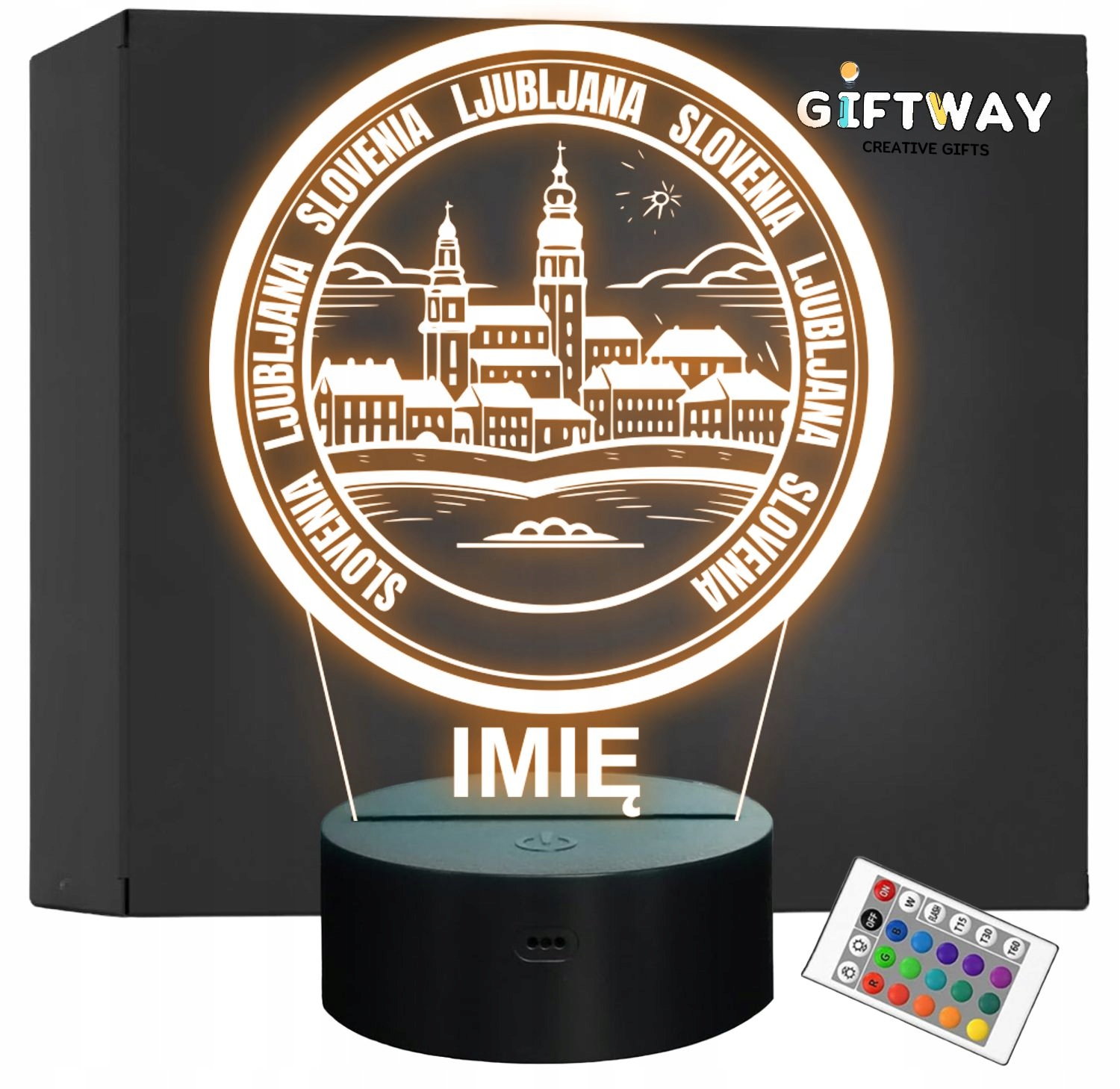 Lampka Nocna LED Statuetka Podróże Miasto Ljubljana Słowenia Prezent Grawer Lampka Nocna LED Statuetka Podróże Miasto Ljubljana Słowenia Prezent Grawer