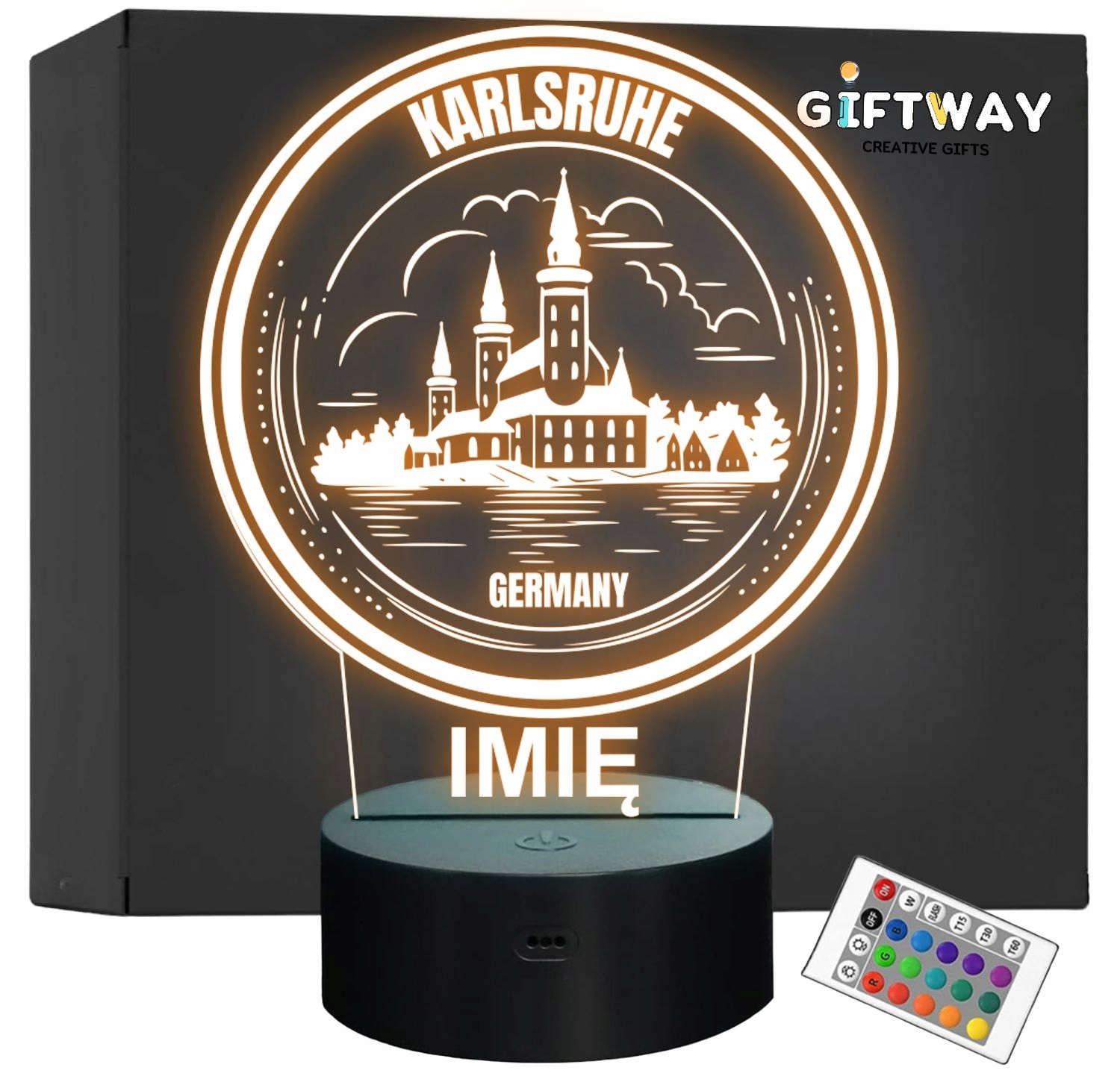 Lampka Nocna LED Statuetka Podróże Miasto Karlsruhe Niemcy Prezent Grawer Lampka Nocna LED Statuetka Podróże Miasto Karlsruhe Niemcy Prezent Grawer