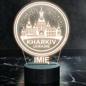 Lampka Nocna LED Statuetka Miasto Kharkiv Charków Ukraina na Prezent Grawer