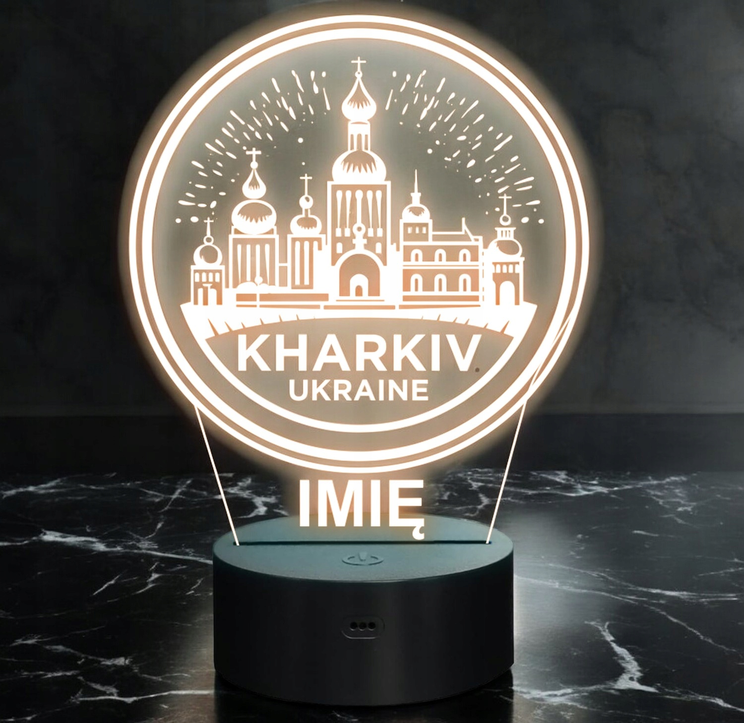 Lampka Nocna LED Statuetka Miasto Kharkiv Charków Ukraina na Prezent Grawer Lampka Nocna LED Statuetka Miasto Kharkiv Charków Ukraina na Prezent Grawer