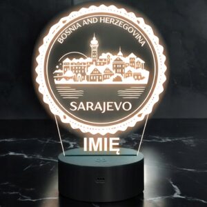 Lampka Nocna LED Miasto Sarajevo Bośnia i Hercegowina na Prezent Grawer