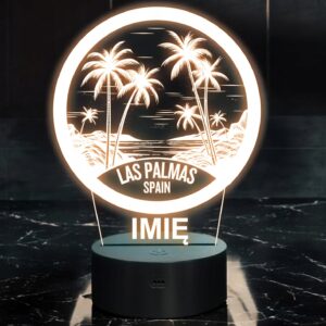 Lampka Nocna LED Statuetka Miasto Las Palmas Hiszpania na Prezent Grawer