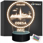 Lampka Nocna LED Statuetka Podróże Miasto Odesa Ukraina na Prezent Grawer
