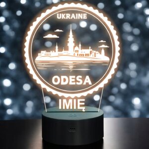 Lampka Nocna LED Statuetka Podróże Miasto Odesa Ukraina na Prezent Grawer