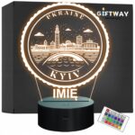 Lampka Nocna LED Statuetka Miasto Kyiv Kijów Ukraina na Prezent Grawer