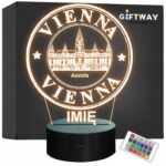 Lampka Nocna LED Statuetka Miasto Vienna Wiedeń Austria na Prezent Grawer