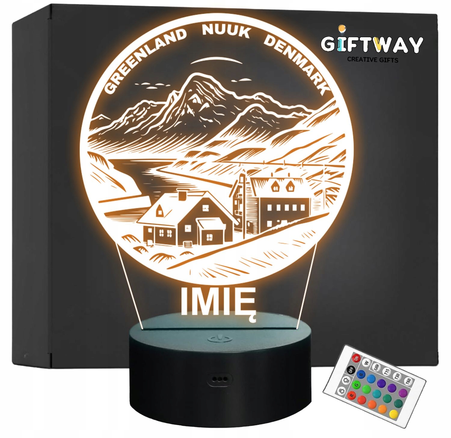 Lampka Nocna LED Statuetka Podróże Nuuk Grenlandia na Prezent Grawer Lampka Nocna LED Statuetka Podróże Nuuk Grenlandia na Prezent Grawer