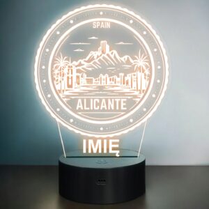 Lampka Nocna LED Statuetka Podróże Miasto Amsterdam Holandia Prezent Grawer