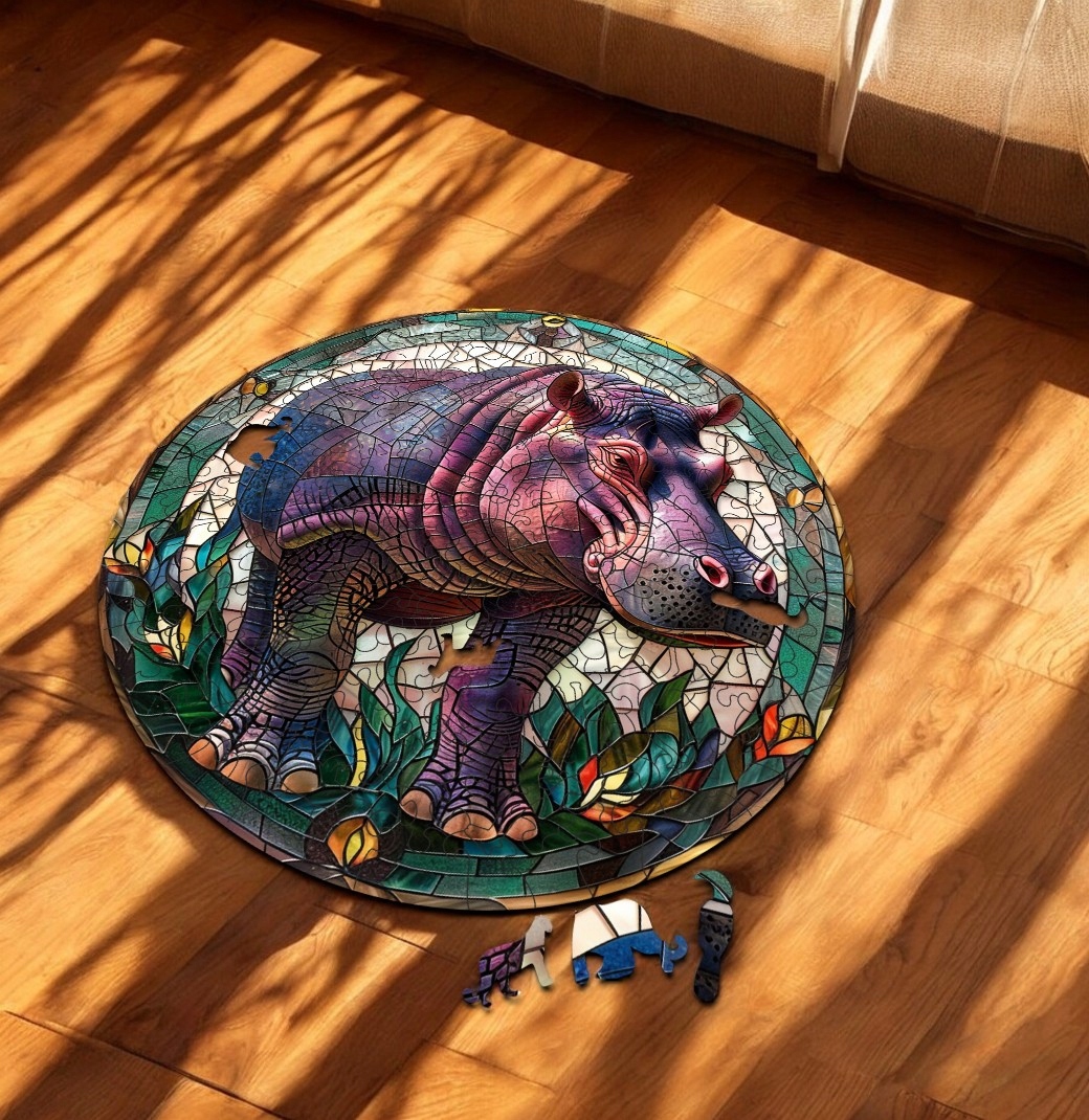 Puzzle Drewniane Hipopotam 3D Układanka dla Dorosłych 224 el. v.2 Puzzle Drewniane Hipopotam 3D Układanka dla Dorosłych 224 el. v.2