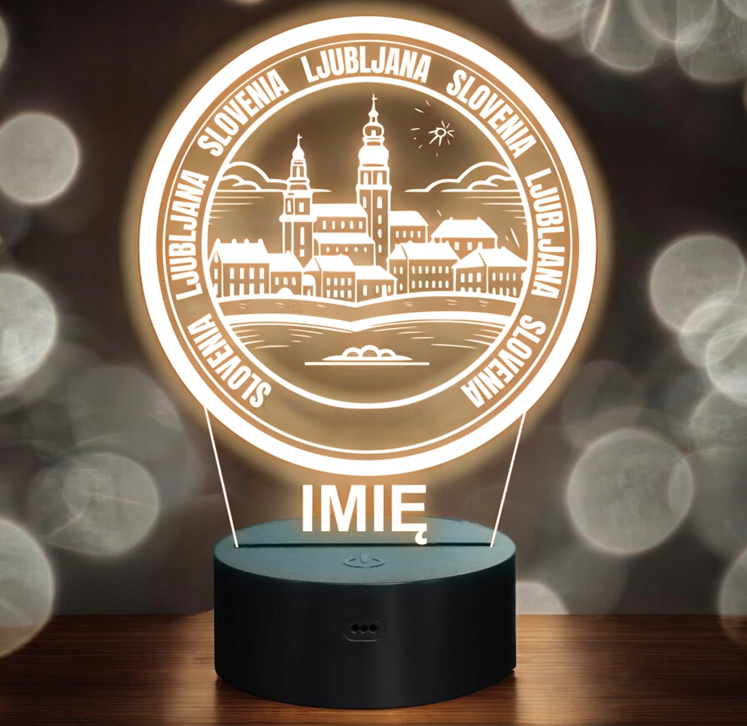Lampka Nocna LED Statuetka Podróże Miasto Ljubljana Słowenia Prezent Grawer Lampka Nocna LED Statuetka Podróże Miasto Ljubljana Słowenia Prezent Grawer