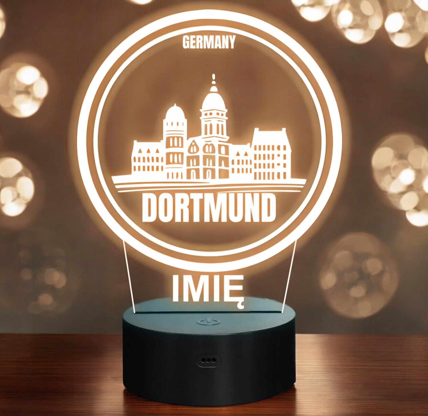 Lampka Nocna LED Statuetka Podróże Miasto Dortmund Niemcy na Prezent Grawer Lampka Nocna LED Statuetka Podróże Miasto Dortmund Niemcy na Prezent Grawer