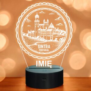 Lampka Nocna LED Statuetka Podróże Miasto Sintra Portugalia Prezent Grawer v.2