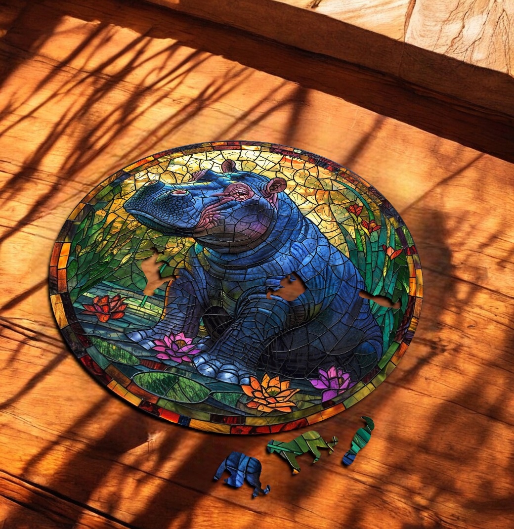 Puzzle Drewniane Hipopotam 3D Układanka dla Dorosłych 224 el. v.1 Puzzle Drewniane Hipopotam 3D Układanka dla Dorosłych 224 el. v.1