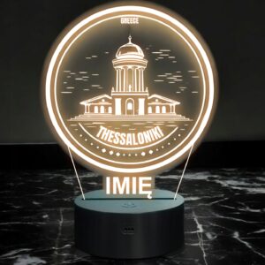 Lampka Nocna LED Statuetka Miasto Thessaloniki Grecja na Prezent Grawer