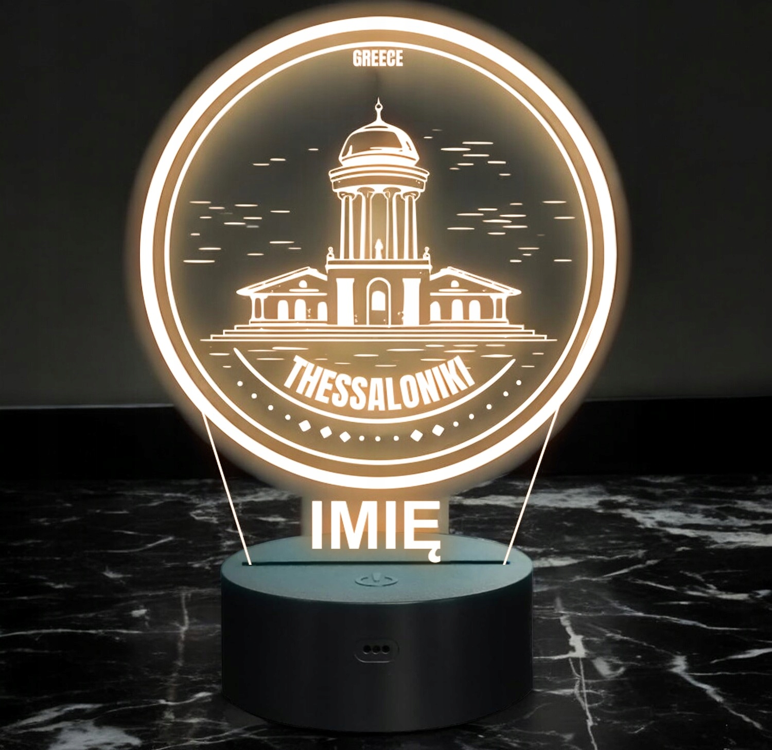 Lampka Nocna LED Statuetka Miasto Thessaloniki Grecja na Prezent Grawer Lampka Nocna LED Statuetka Miasto Thessaloniki Grecja na Prezent Grawer