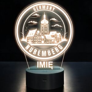 Lampka Nocna LED Statuetka Podróże Miasto Nuremberg Niemcy Prezent Grawer
