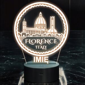 Lampka Nocna LED Statuetka Miasto Florence Florencja Włochy Prezent Grawer