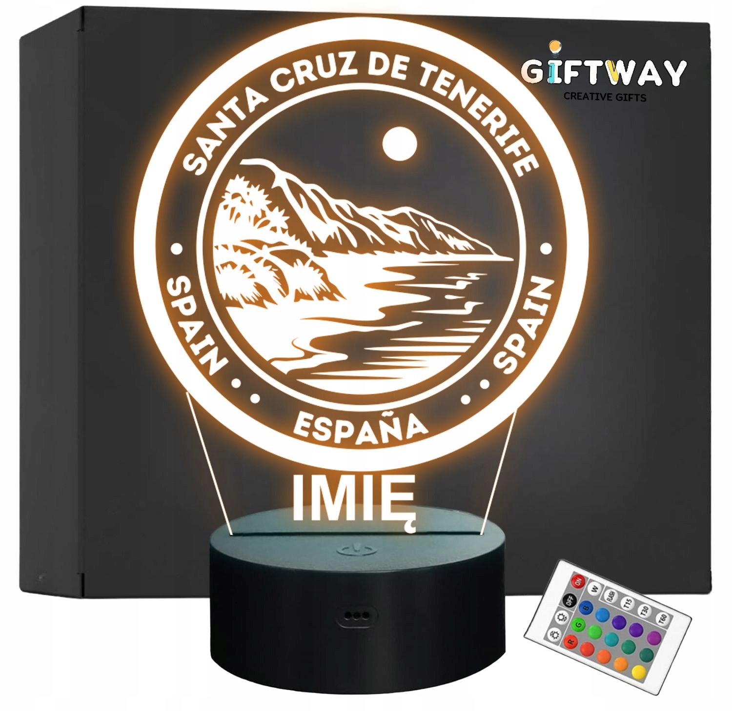 Lampka Nocna LED Miasto Santa Cruz De Tenerife Hiszpania na Prezent Grawer Lampka Nocna LED Miasto Santa Cruz De Tenerife Hiszpania na Prezent Grawer