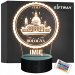 Lampka Nocna LED Statuetka Miasto Bologna Bolonia Włochy na Prezent Grawer