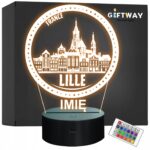 Lampka Nocna LED Statuetka Podróże Miasto Lille Francja na Prezent Grawer