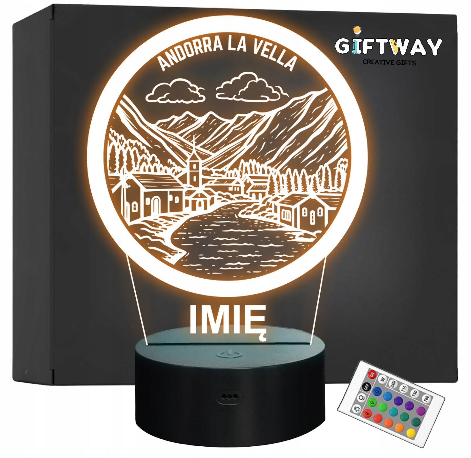 Lampka Nocna LED Statuetka Miasto Podróże andorra la vella Prezent Grawer Lampka Nocna LED Statuetka Miasto Podróże andorra la vella Prezent Grawer