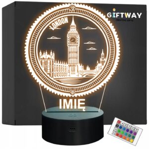 Lampka Nocna LED Podróże Miasto London Anglia Big Ben na Prezent Grawer v.2