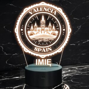 Lampka Nocna LED Statuetka Miasto Valencia Hiszpania na Prezent Grawer
