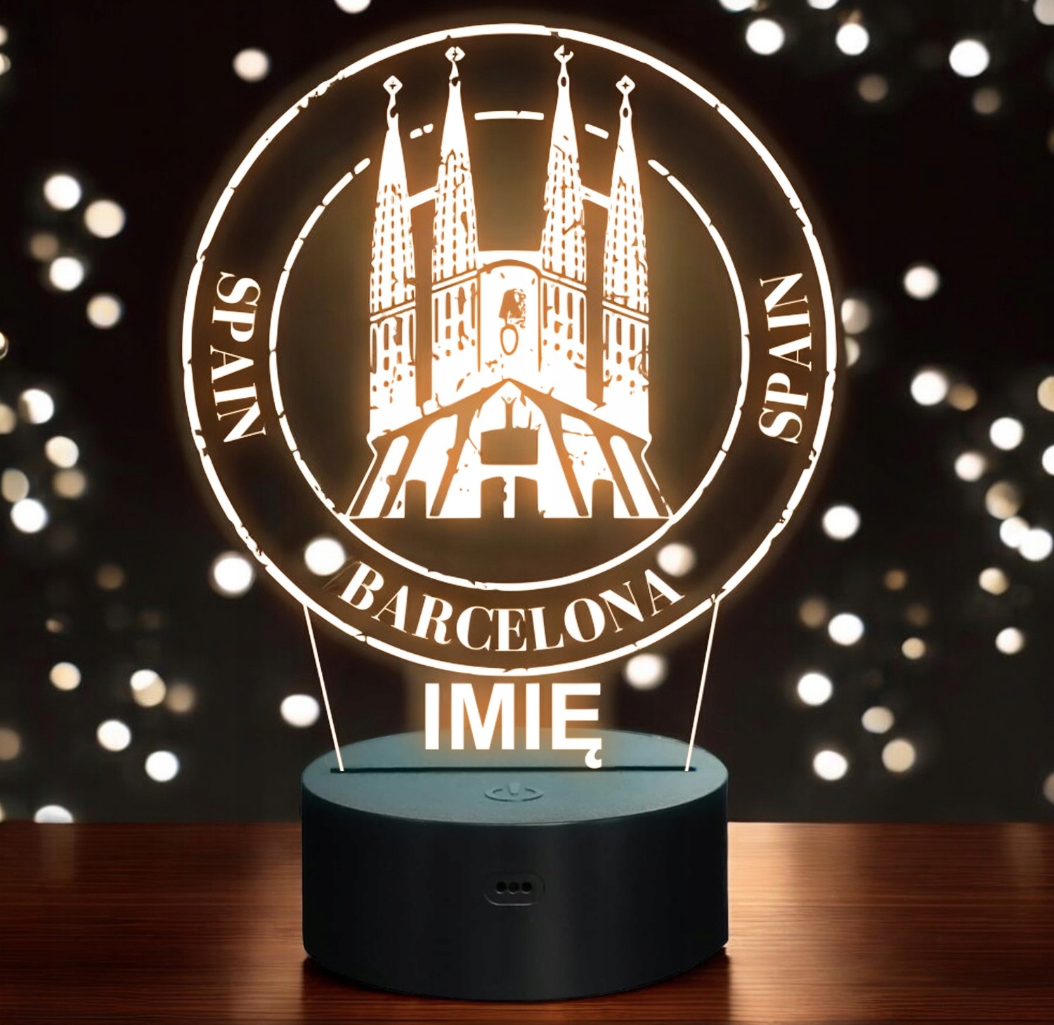 Lampka Nocna LED Statuetka Miasto Barcelona Hiszpania na Prezent Grawer Lampka Nocna LED Statuetka Miasto Barcelona Hiszpania na Prezent Grawer