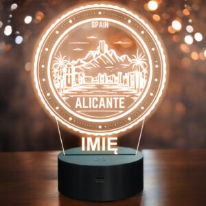 Lampka Nocna LED Statuetka Podróże Miasto Amsterdam Holandia Prezent Grawer