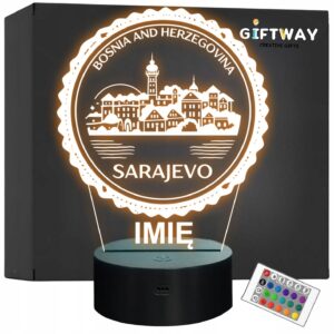 Lampka Nocna LED Miasto Sarajevo Bośnia i Hercegowina na Prezent Grawer