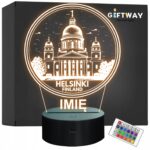 Lampka Nocna LED Statuetka Miasto Helsinki Finlandiana na Prezent Grawer