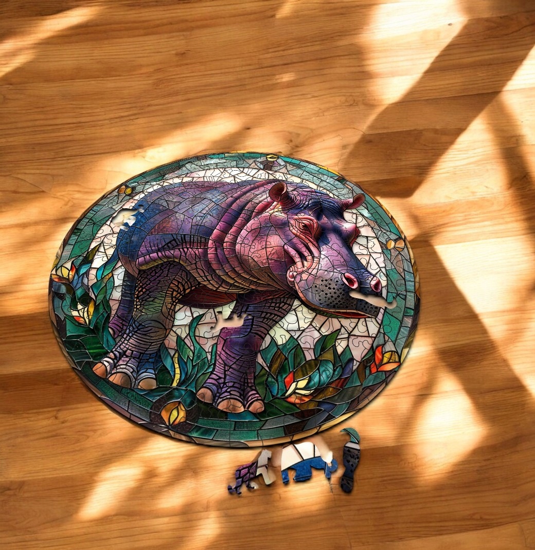 Puzzle Drewniane Hipopotam 3D Układanka dla Dorosłych 224 el. v.2 Puzzle Drewniane Hipopotam 3D Układanka dla Dorosłych 224 el. v.2