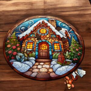 Puzzle Drewniane Świąteczna Chatka 217 el. Układanka dla Dorosłych Święta