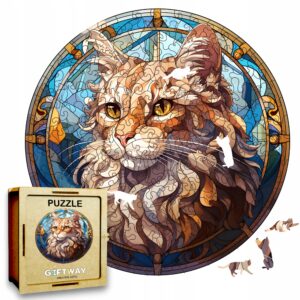 Puzzle Drewniane Kot 224 el. Układanka dla Dorosłych Premium Zwierzęta v.7
