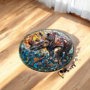 Puzzle Drewniane Nosorożec 224 el. Układanka dla Dorosłych 3D Zwierzęta v.1