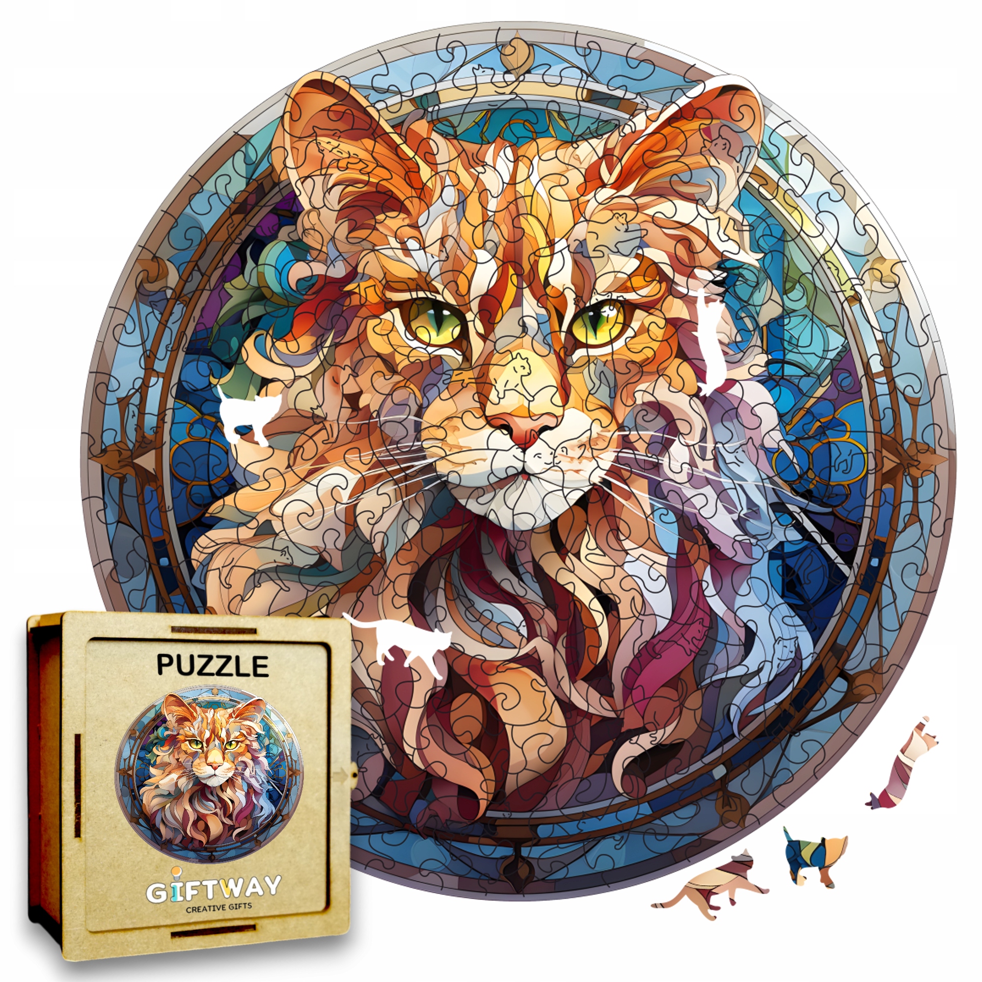 Puzzle Drewniane Kot 224 el. Układanka dla Dorosłych Premium Zwierzęta v.6 Puzzle Drewniane Kot 224 el. Układanka dla Dorosłych Premium Zwierzęta v.6