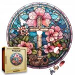 Puzzle Drewniane Krzyż Kwiat 208 el Układanka dla Dorosłych Katolickie v.12