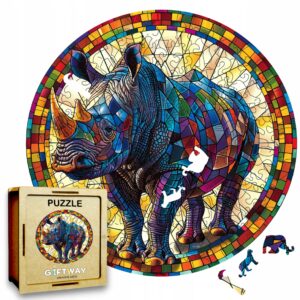 Puzzle Drewniane Nosorożec 224 el. Układanka dla Dorosłych 3D Zwierzęta v.4