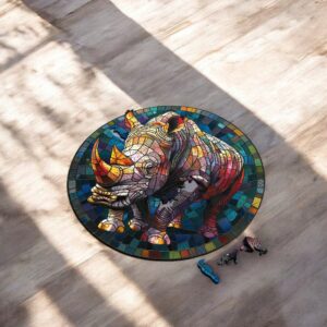 Puzzle Drewniane Nosorożec 224 el. Układanka dla Dorosłych 3D Zwierzęta v.2