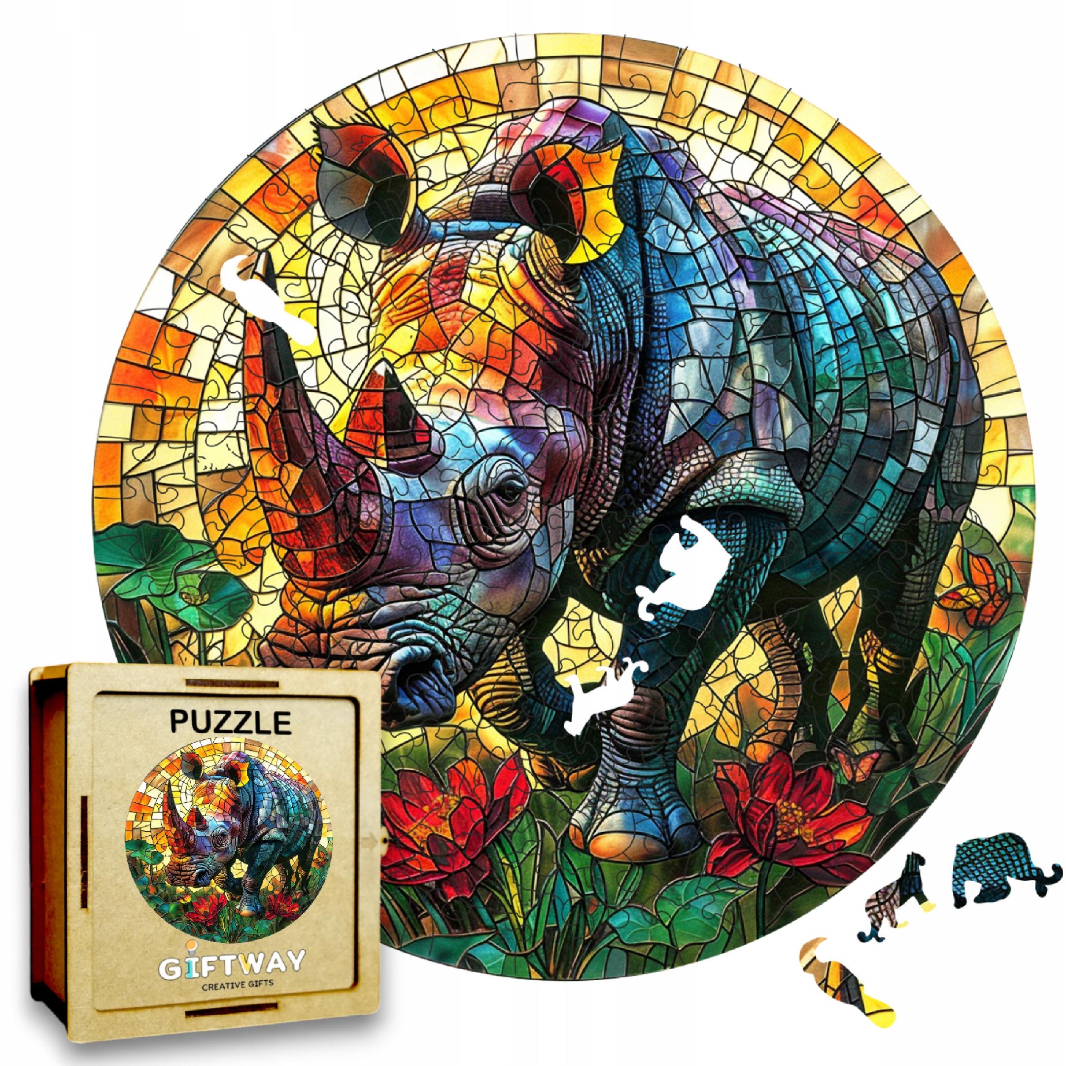 Puzzle Drewniane Nosorożec 224 el. Układanka dla Dorosłych 3D Zwierzęta v.3 Puzzle Drewniane Nosorożec 224 el. Układanka dla Dorosłych 3D Zwierzęta v.3
