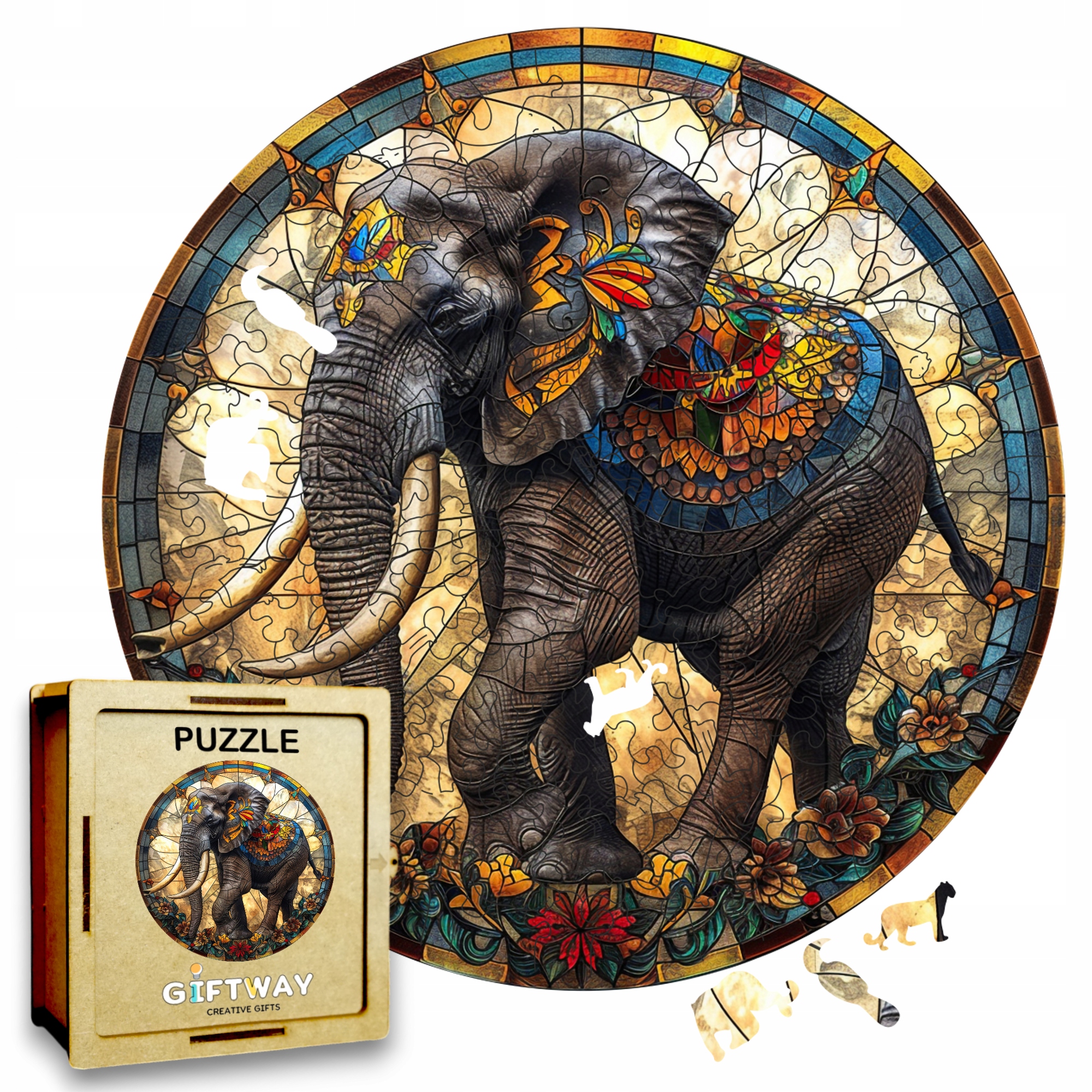 Puzzle Drewniane Słoń 224 el. Układanka dla Dorosłych 3D Zwierzęta v.3 Puzzle Drewniane Słoń 224 el. Układanka dla Dorosłych 3D Zwierzęta v.3