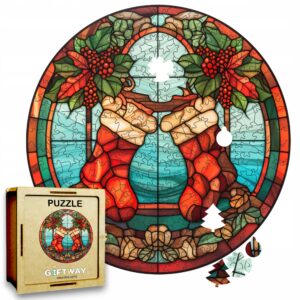 Puzzle Drewniane Świąteczne Skarpety 217 el. Układanka dla Dorosłych Święta